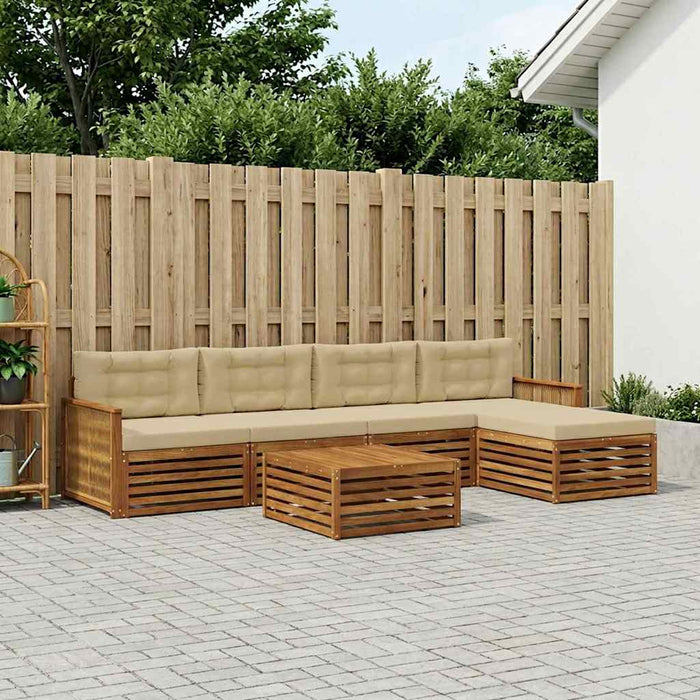 Set de canapele de exterior cu pernă 6 pcs Natural și Bej WALTI