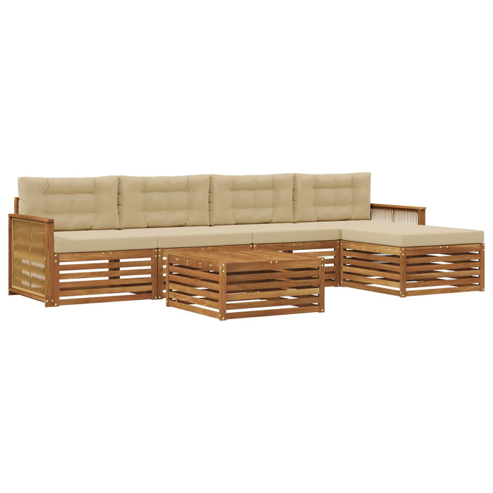 Set de canapele de exterior cu pernă 6 pcs Natural și Bej WALTI