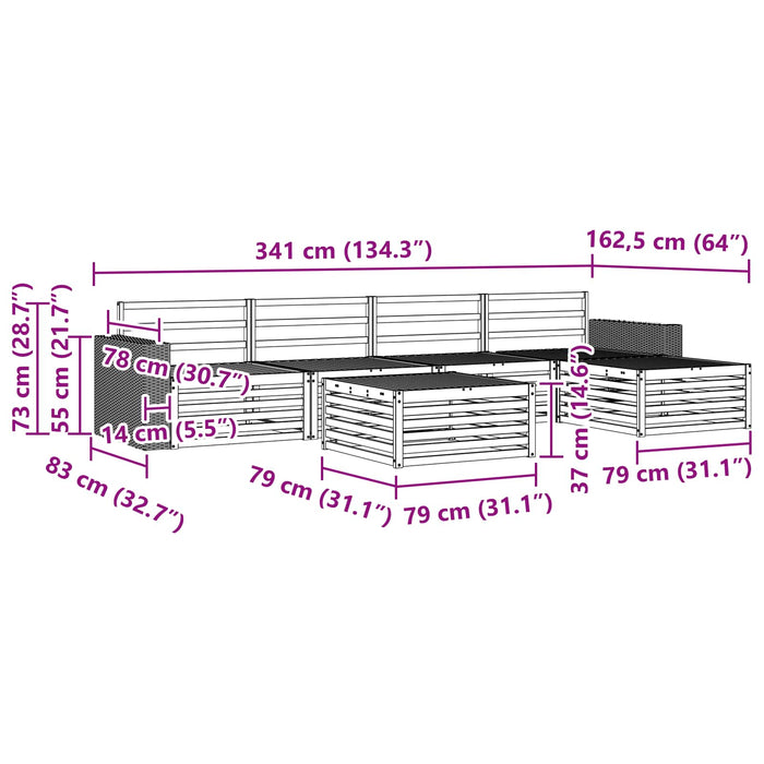 Set de canapele de exterior 6 pcs natural 79 x 79 x 37 cm WALTI