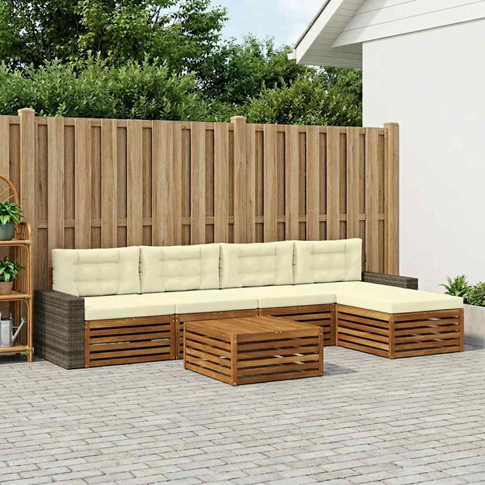 Set de canapele de exterior 6 pcs Natural și Crem WALTI