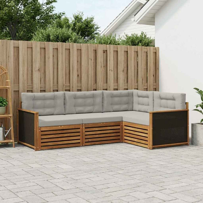 Set de canapele de exterior 4 pcs Natural și gri deschis WALTI
