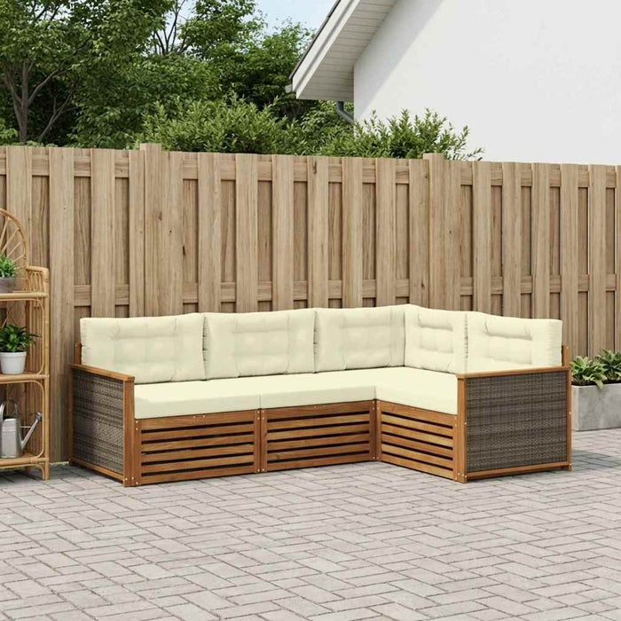 Set de canapele de exterior cu pernă 4 pcs Natural și Crem WALTI