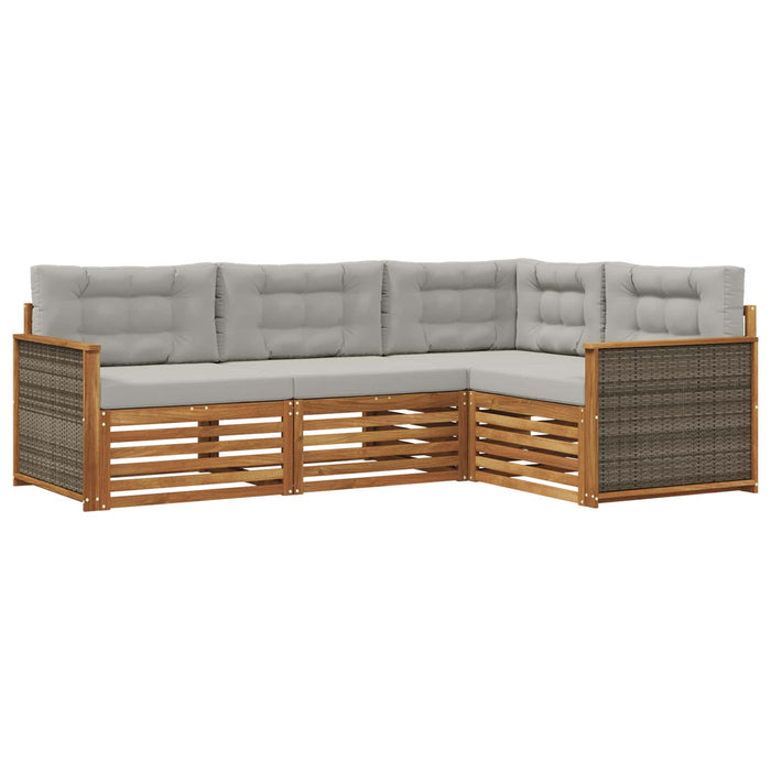 Set de canapele de exterior 4 pcs Natural și gri deschis WALTI