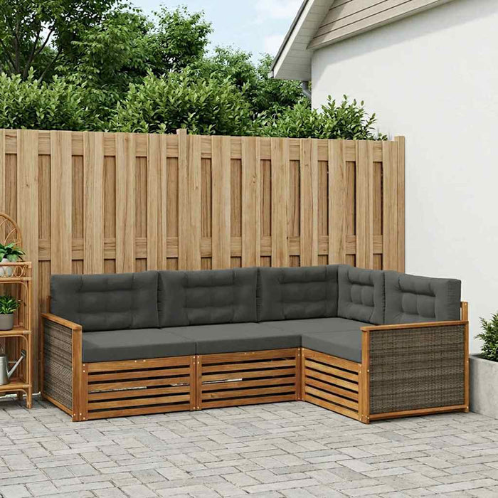 Set de canapele de exterior cu pernă 4 pcs Natural și Antracit WALTI