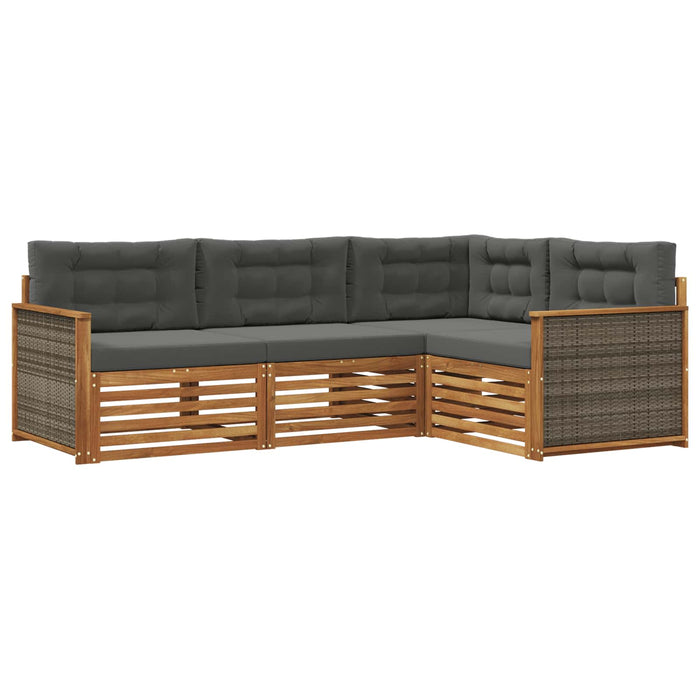 Set de canapele de exterior cu pernă 4 pcs Natural și Antracit WALTI
