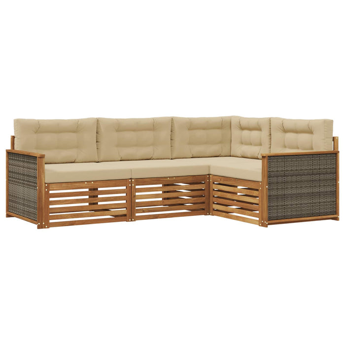 Set de canapele de exterior cu pernă 4 pcs Natural și Bej WALTI