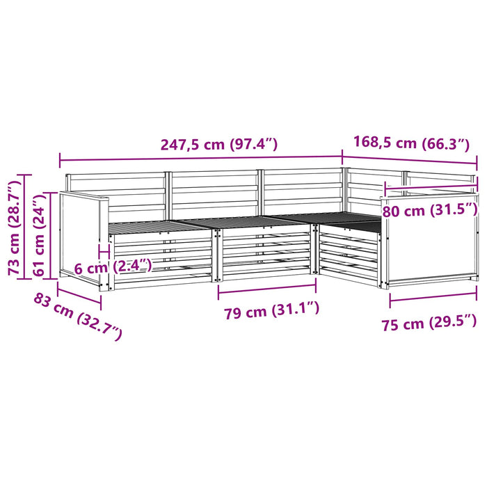 Set de canapele de exterior 4 pcs natural Lemn Solid de Acacia WALTI