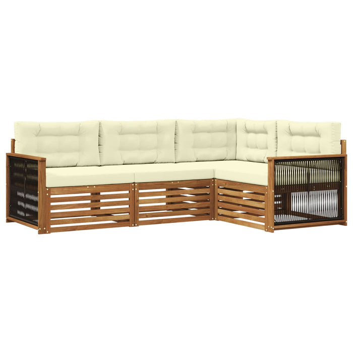 Set de canapele de exterior cu pernă 4 pcs Natural și Crem WALTI
