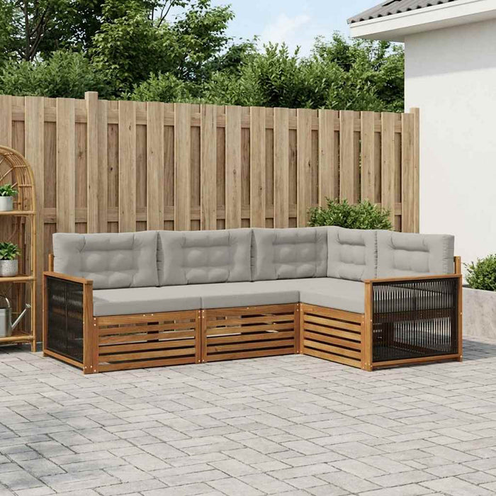 Set de canapele de exterior 4 pcs Natural și gri deschis WALTI