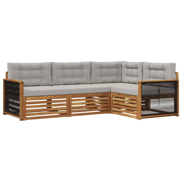 Set de canapele de exterior 4 pcs Natural și gri deschis WALTI