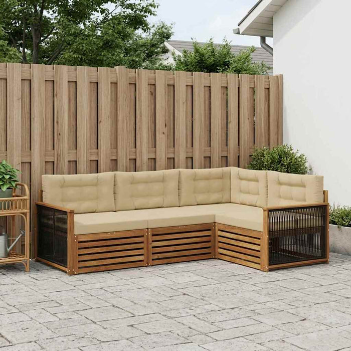Set de canapele de exterior cu pernă 4 pcs Natural și Bej WALTI