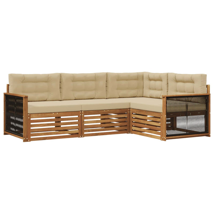 Set de canapele de exterior cu pernă 4 pcs Natural și Bej WALTI