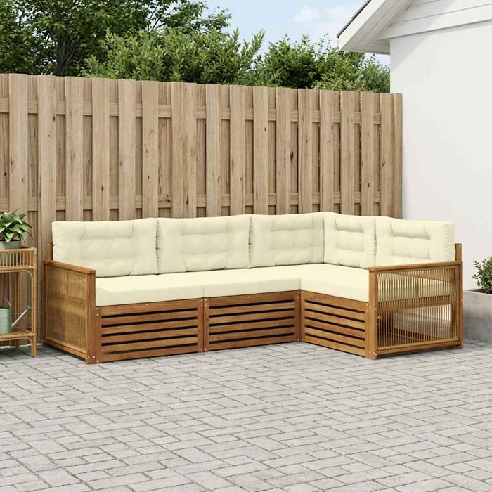 Set de canapele de exterior cu pernă 4 pcs Natural și Crem WALTI