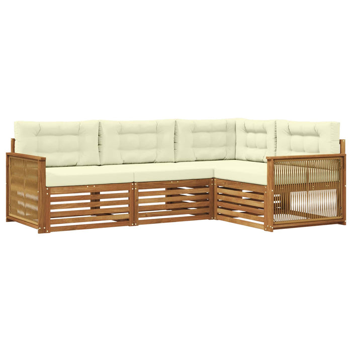 Set de canapele de exterior cu pernă 4 pcs Natural și Crem WALTI