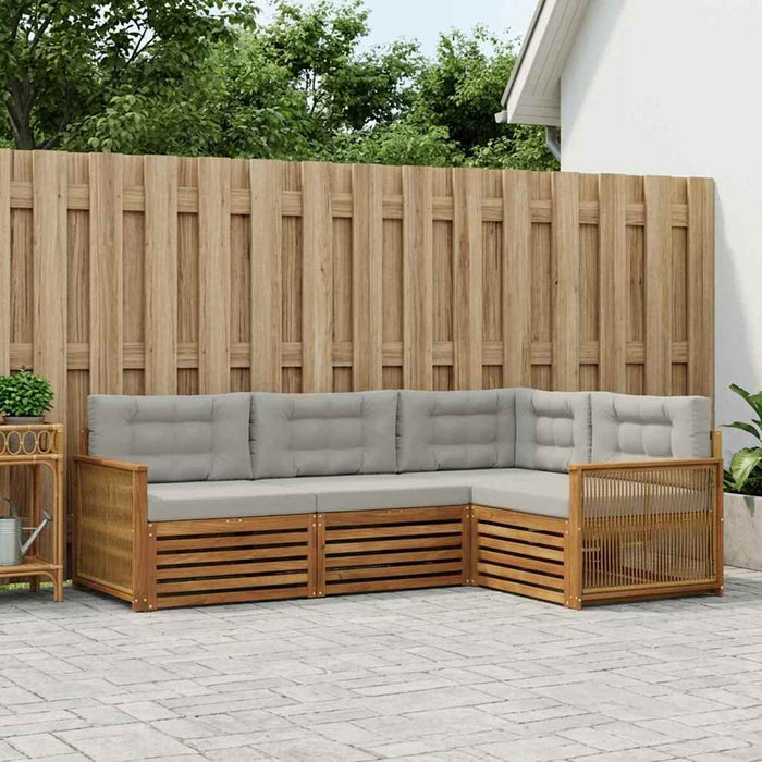 Set de canapele de exterior 4 pcs Natural și gri deschis WALTI