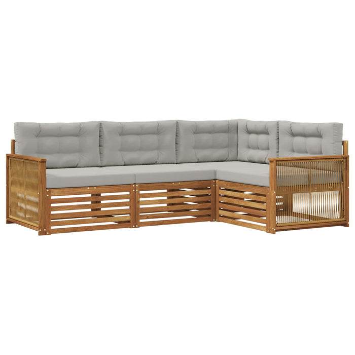 Set de canapele de exterior 4 pcs Natural și gri deschis WALTI
