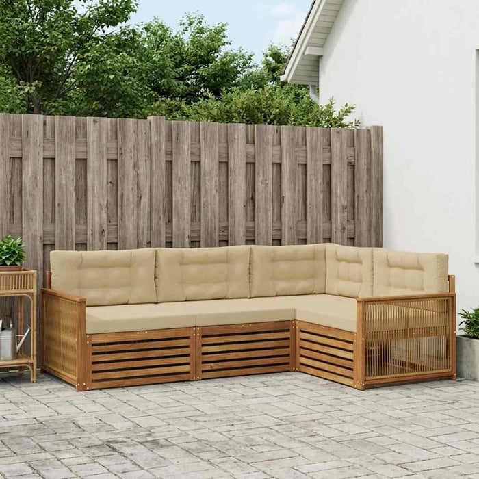 Set de canapele de exterior cu pernă 4 pcs Natural și Bej - WALTI WALTI
