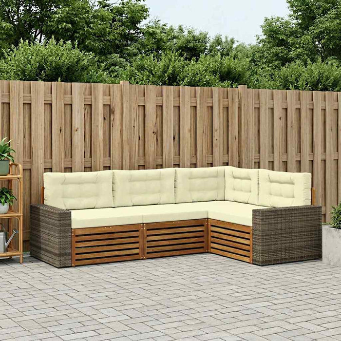 Set de canapele de exterior 4 pcs Natural și Crem WALTI
