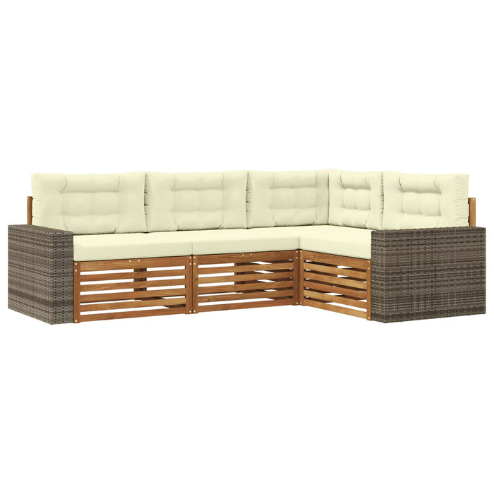 Set de canapele de exterior 4 pcs Natural și Crem WALTI
