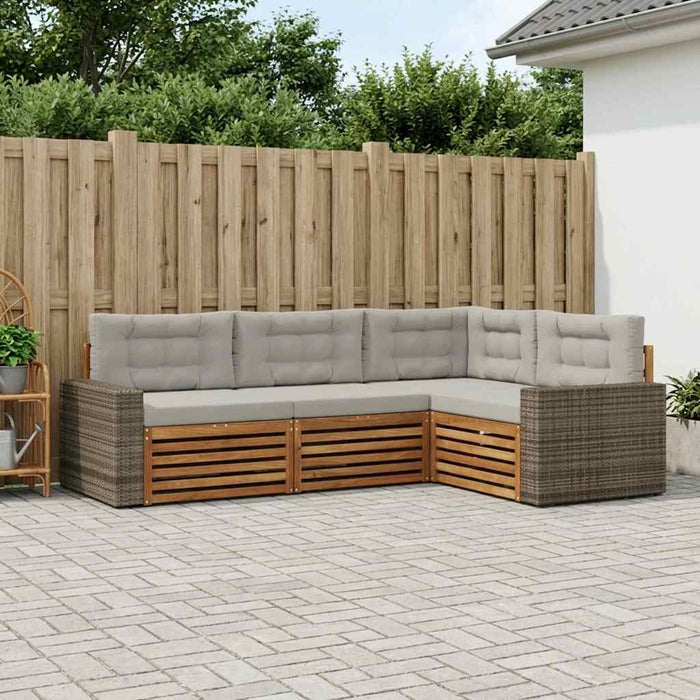 Set de canapele de exterior 4 pcs Natural și gri deschis WALTI