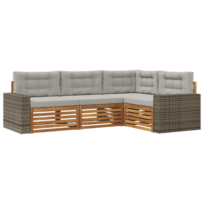 Set de canapele de exterior 4 pcs Natural și gri deschis WALTI
