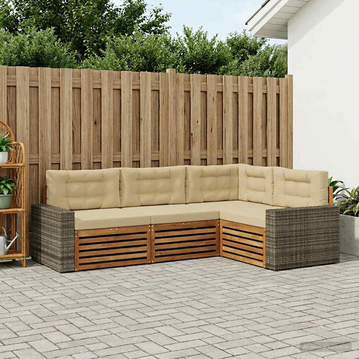 Set de canapele de exterior 4 pcs Natural și Bej WALTI