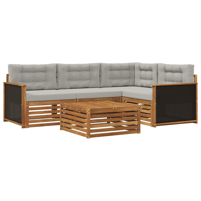 Set de canapele de exterior 5 pcs Natural și gri deschis WALTI