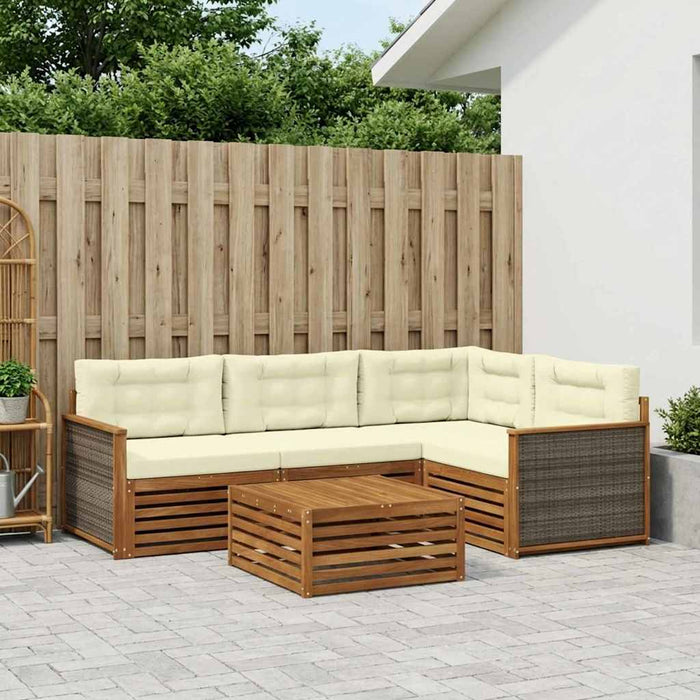 Set de canapele de exterior cu pernă 5 pcs Natural și Crem WALTI