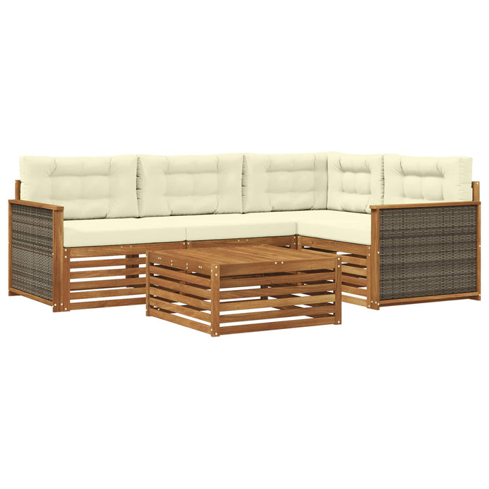 Set de canapele de exterior cu pernă 5 pcs Natural și Crem WALTI