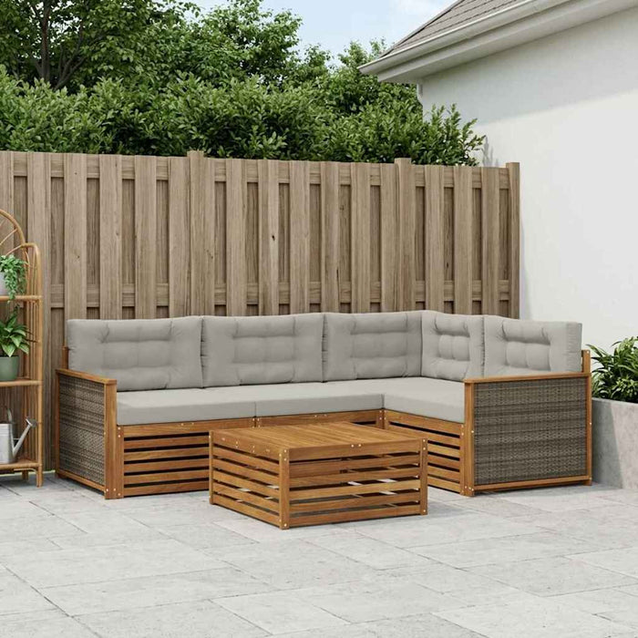 Set de canapele de exterior 5 pcs Natural și gri deschis WALTI