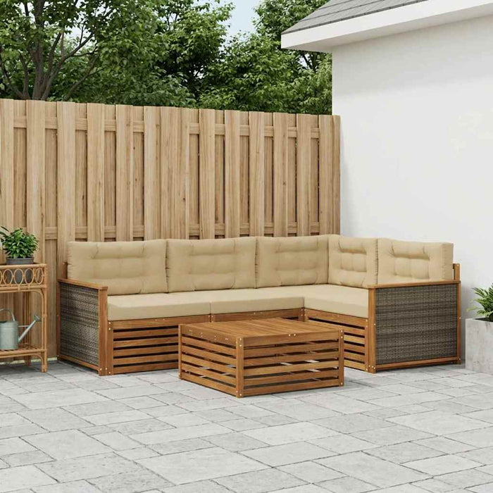 Set de canapele de exterior cu pernă 5 pcs Natural și Bej WALTI