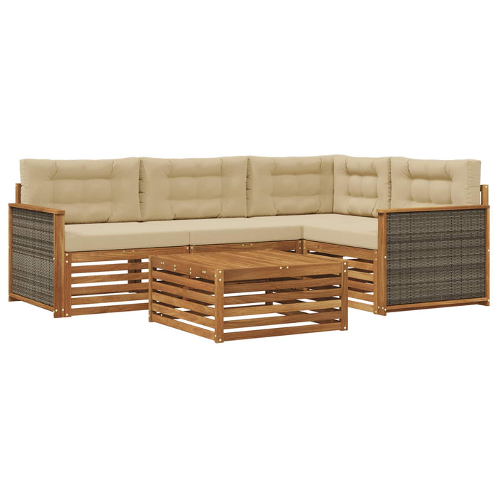 Set de canapele de exterior cu pernă 5 pcs Natural și Bej WALTI