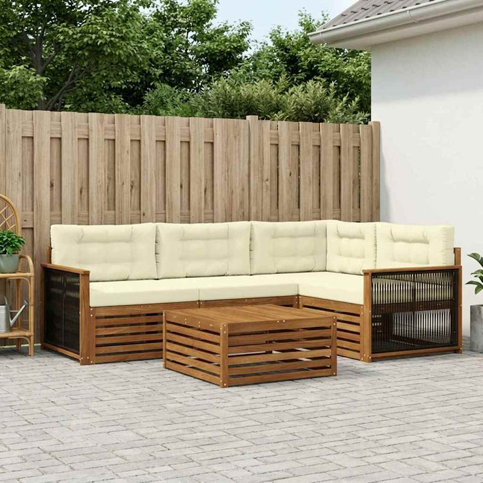 Set de canapele de exterior cu pernă 5 pcs Natural și Crem WALTI