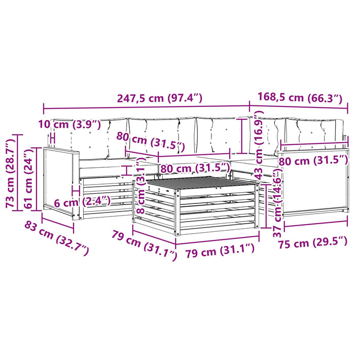 Set de canapele de exterior cu pernă 5 pcs Natural și Crem WALTI