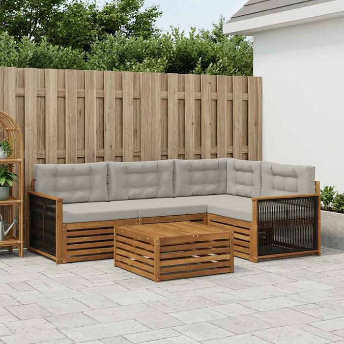 Set de canapele de exterior 5 pcs Natural și gri deschis WALTI