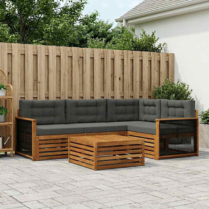 Set de canapele de exterior cu pernă 5 pcs Natural și Antracit WALTI