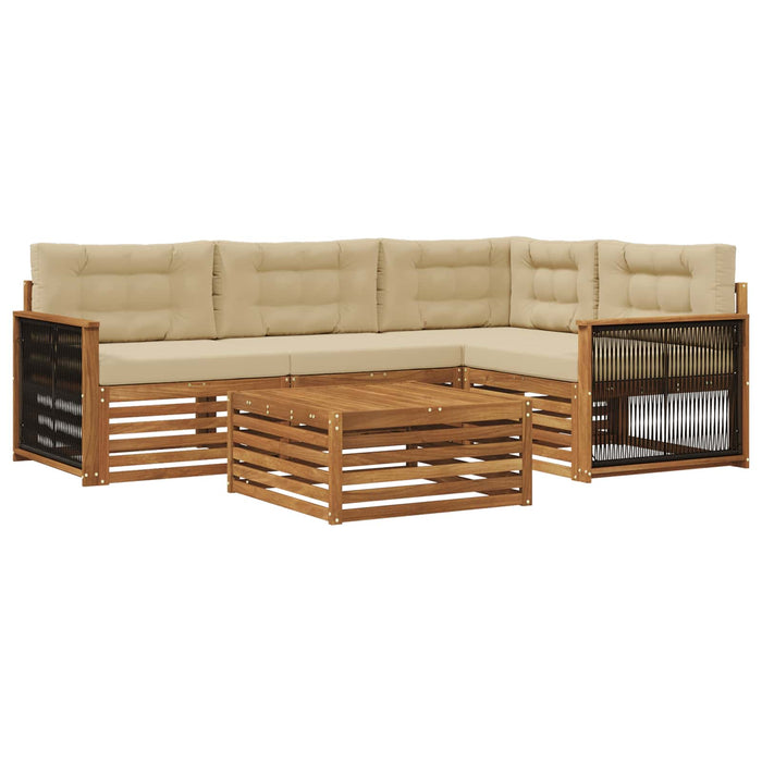 Set de canapele de exterior cu pernă 5 pcs Natural și Bej WALTI