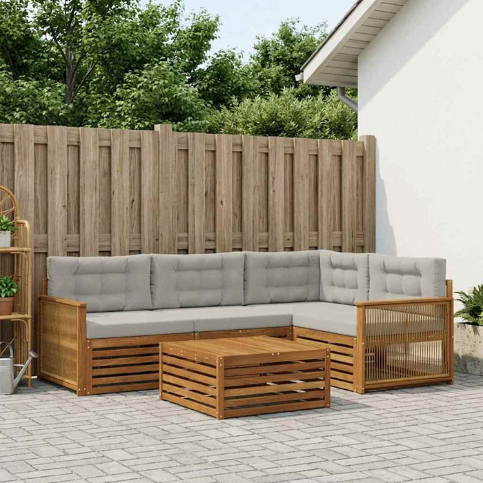 Set de canapele de exterior 5 pcs Natural și gri deschis WALTI