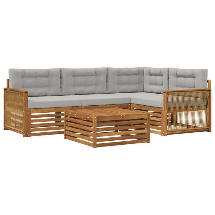 Set de canapele de exterior 5 pcs Natural și gri deschis WALTI