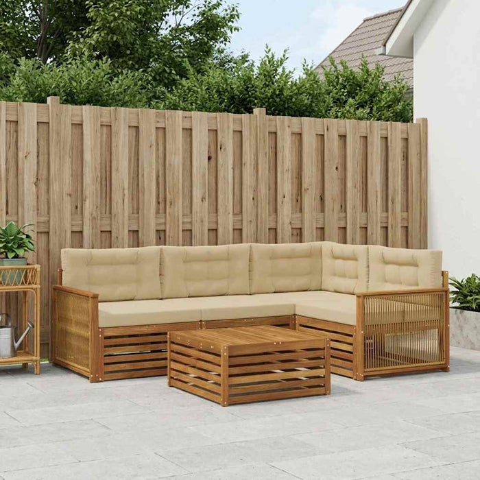 Set de canapele de exterior cu pernă 5 pcs Natural și Bej WALTI