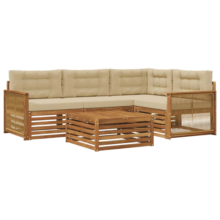 Set de canapele de exterior cu pernă 5 pcs Natural și Bej WALTI