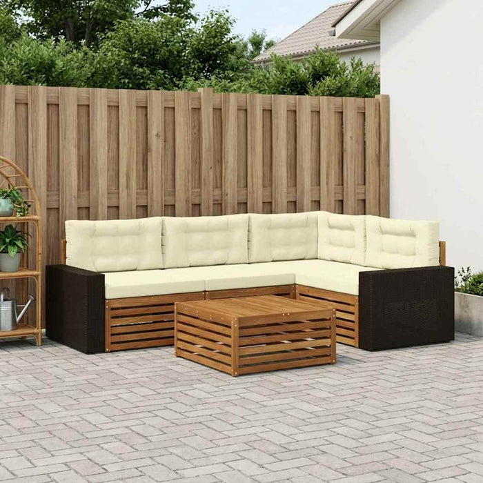 Set de canapele de exterior 5 pcs Natural și Crem WALTI