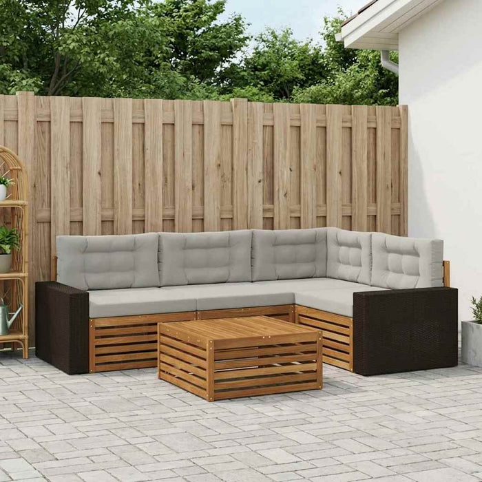 Set de canapele de exterior 5 pcs Natural și gri deschis WALTI