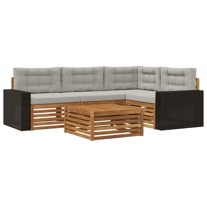 Set de canapele de exterior 5 pcs Natural și gri deschis WALTI