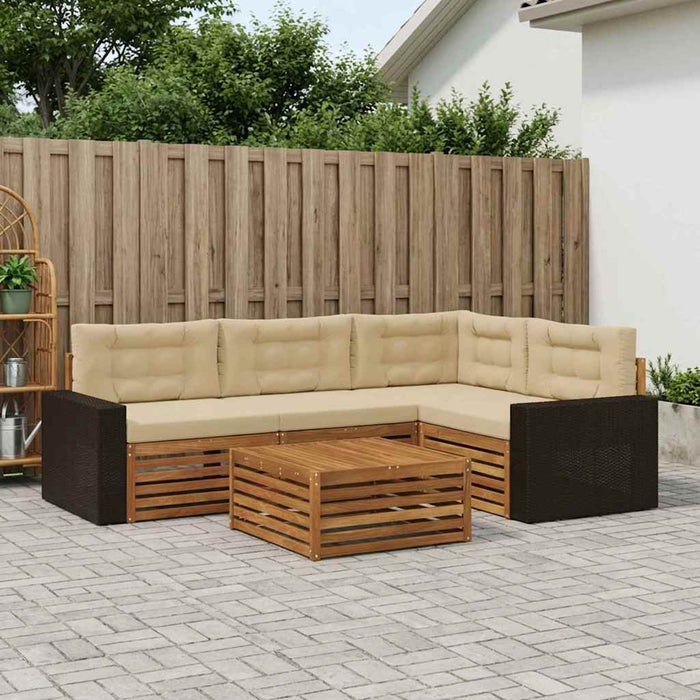 Set de canapele de exterior 5 pcs Natural și Bej WALTI