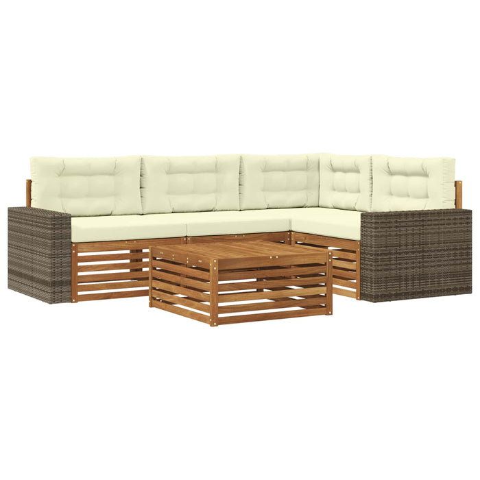Set de canapele de exterior 5 pcs Natural și Crem WALTI