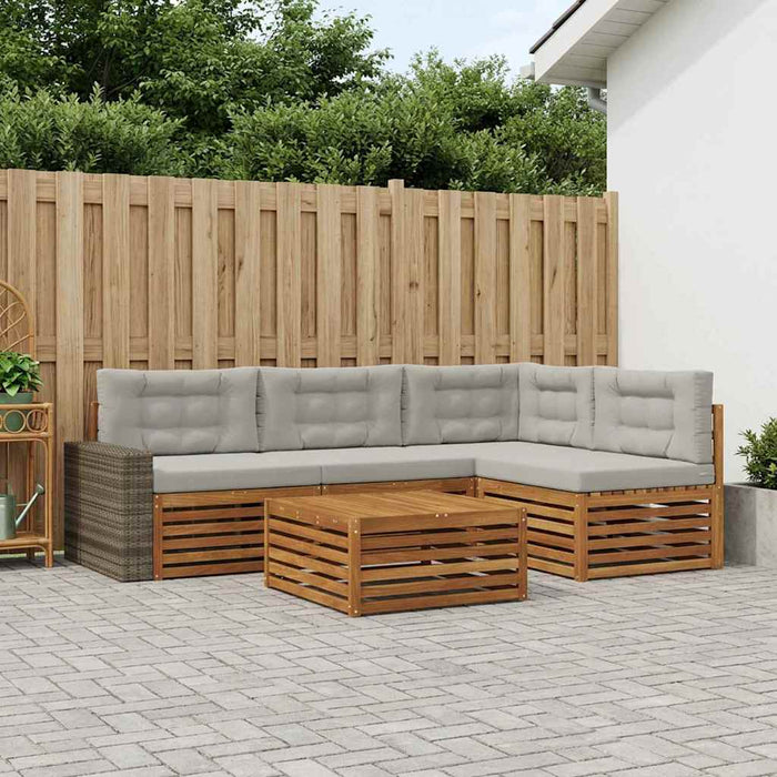 Set de canapele de exterior 5 pcs Natural și gri deschis WALTI