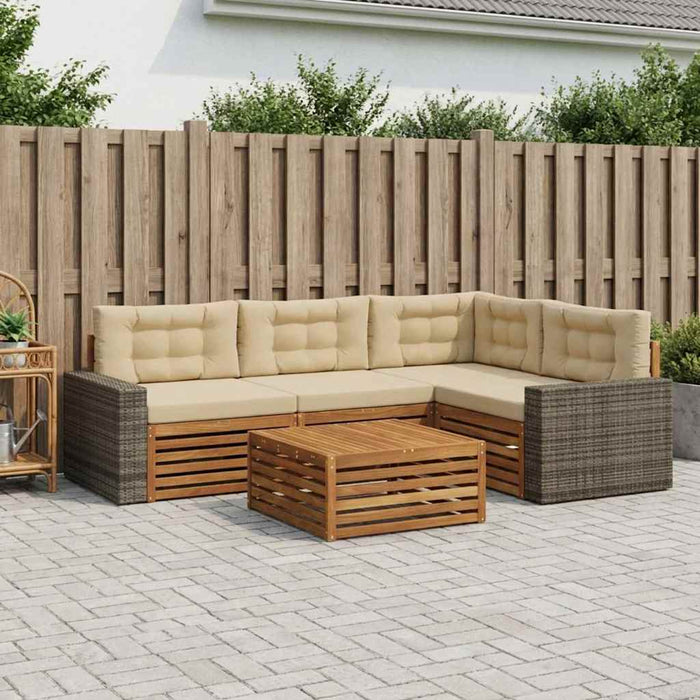 Set de canapele de exterior 5 pcs Natural și Bej WALTI