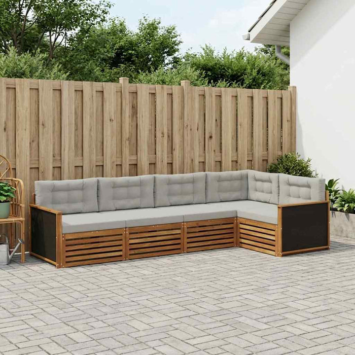 Set de canapele de exterior 5 pcs Natural și gri deschis WALTI