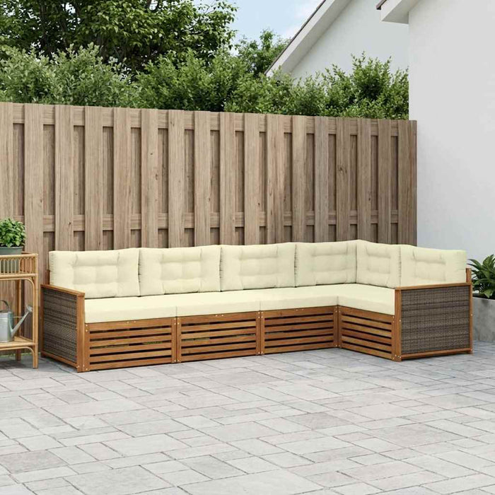 Set de canapele de exterior cu pernă 5 pcs Natural și Crem WALTI